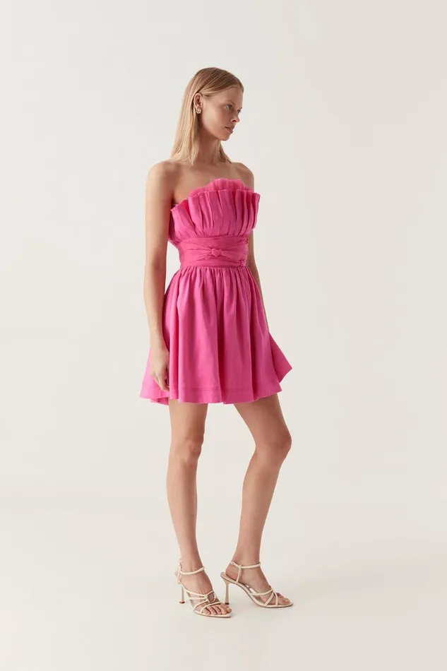 Aje Dresses Whisper Layered Mini Dress Brilliant Pink 8211 Women Aje Dresses Whisper Layered Mini Dress Brilliant Pink 8211 Women