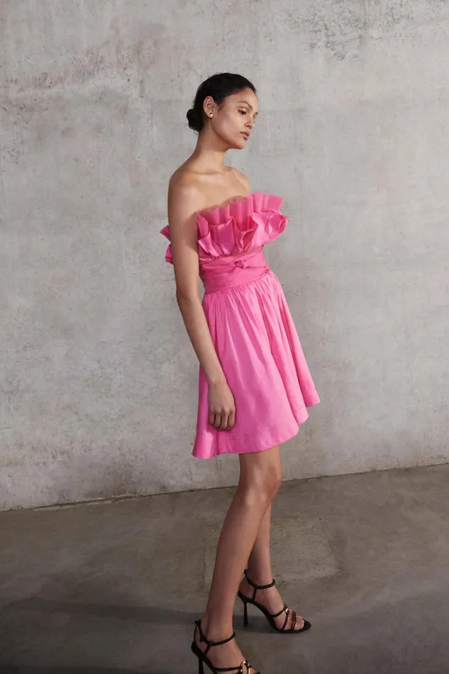 Aje Dresses Whisper Layered Mini Dress Brilliant Pink 8211 Women Aje Dresses Whisper Layered Mini Dress Brilliant Pink 8211 Women