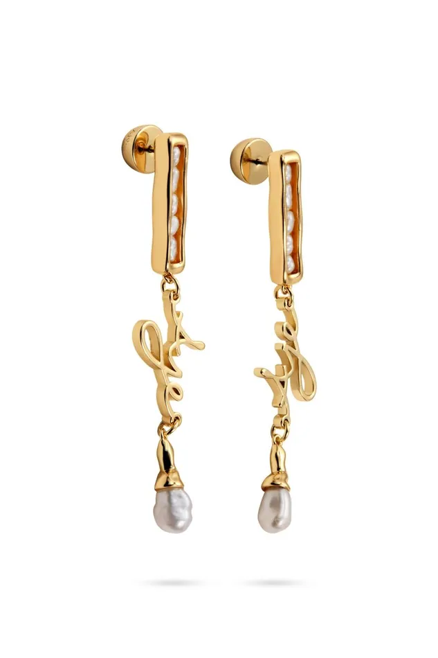 Aje Jewelry Iria Pearl Drop Logo Stud Goldpearl 8211 Women Aje Jewelry Iria Pearl Drop Logo Stud Goldpearl 8211 Women