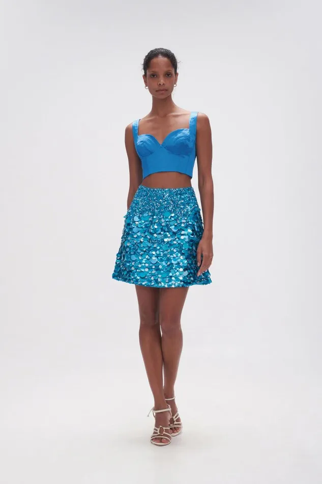 Aje Matching Sets Cherie Sequin Mini Skirt Azure Blue 8211 Women