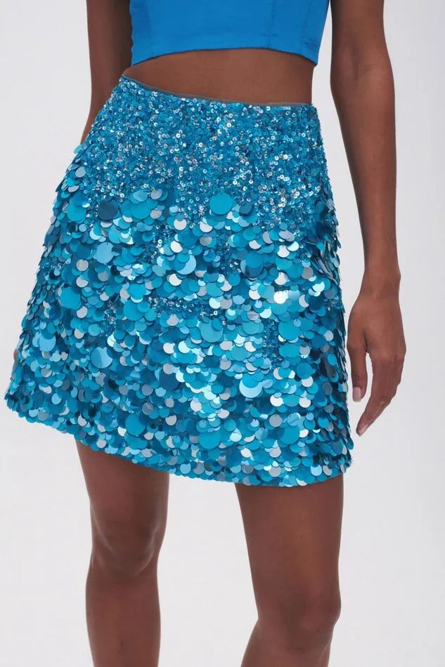 Aje Matching Sets Cherie Sequin Mini Skirt Azure Blue 8211 Women