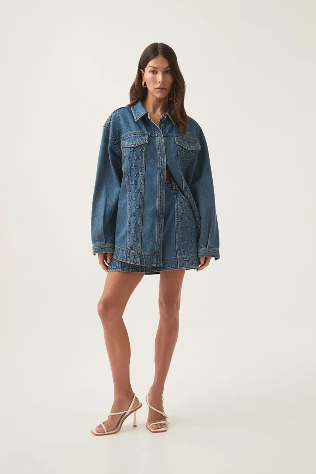 Aje Matching Sets Nika Logo Denim Shacket 90039s Wash 8211 Women Aje Matching Sets Nika Logo Denim Shacket 90039s Wash 8211 Women