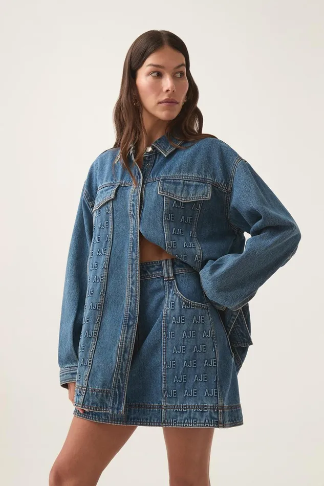 Aje Matching Sets Nika Logo Denim Shacket 90039s Wash 8211 Women Aje Matching Sets Nika Logo Denim Shacket 90039s Wash 8211 Women