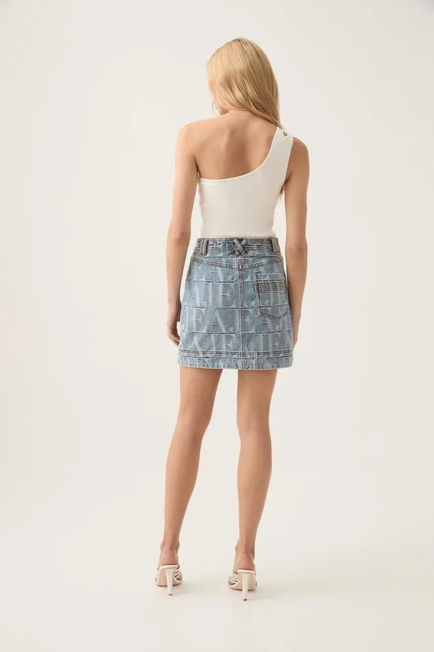 Aje Matching Sets Nostalgia Denim Mini Skirt Coastal Logo Wash 8211 Women