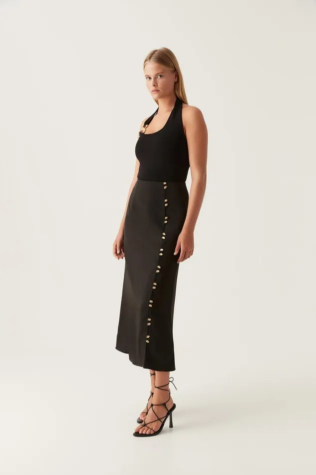 Aje Matching Sets Riddle Button Down Midi Skirt Black 8211 Women
