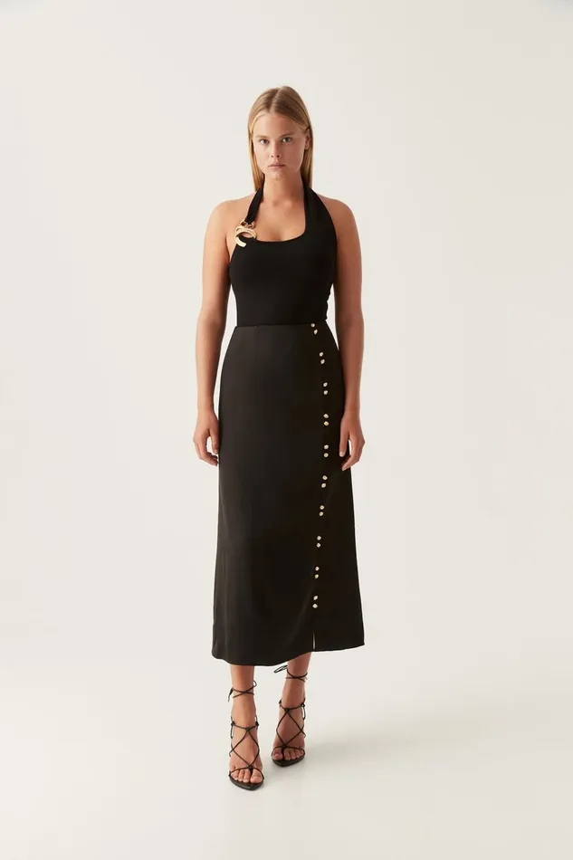 Aje Matching Sets Riddle Button Down Midi Skirt Black 8211 Women