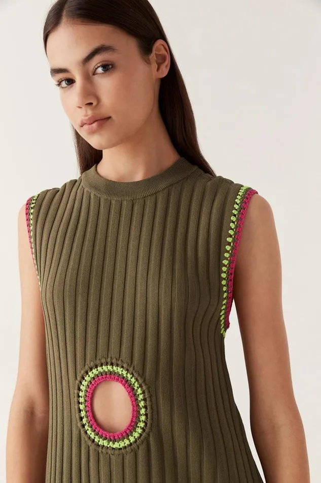 Aje Matching Sets Tazia Crochet Edge Mini Dress Deep Olive 8211 Women Aje Matching Sets Tazia Crochet Edge Mini Dress Deep Olive 8211 Women