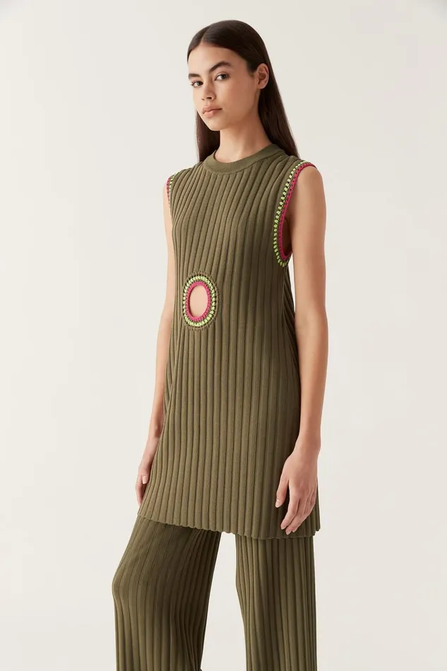 Aje Matching Sets Tazia Crochet Edge Mini Dress Deep Olive 8211 Women Aje Matching Sets Tazia Crochet Edge Mini Dress Deep Olive 8211 Women