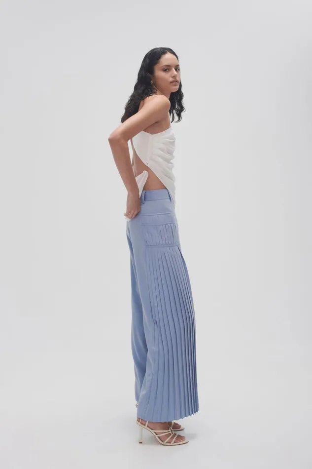 Aje Pants Tranquility Pleated Pant Steel Blue 8211 Women