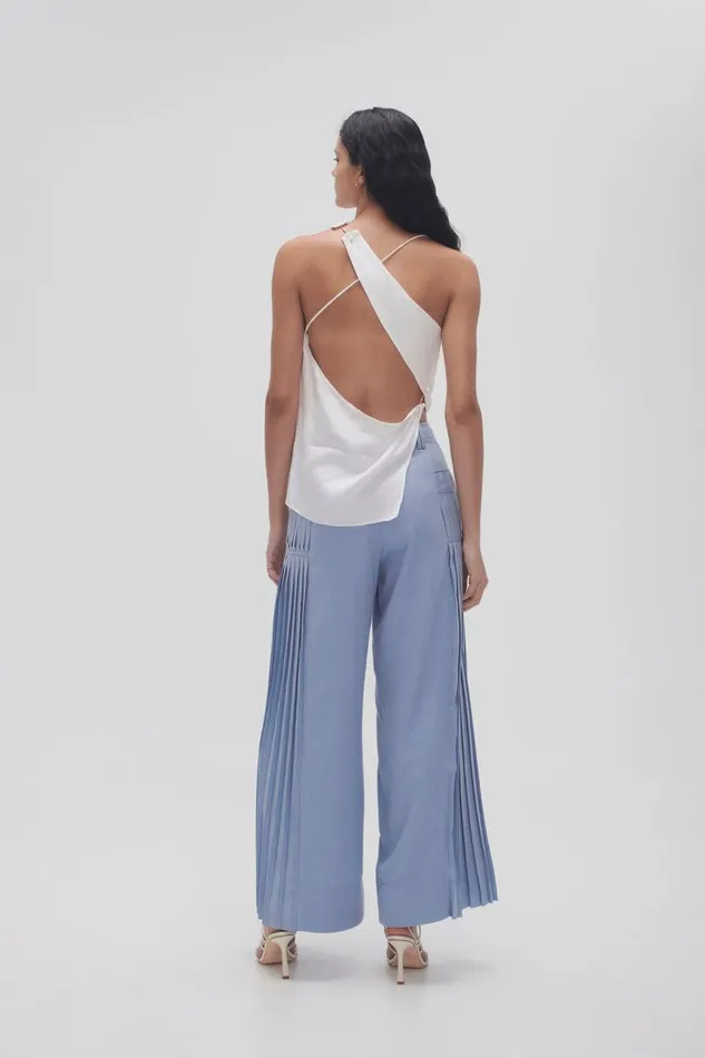 Aje Pants Tranquility Pleated Pant Steel Blue 8211 Women