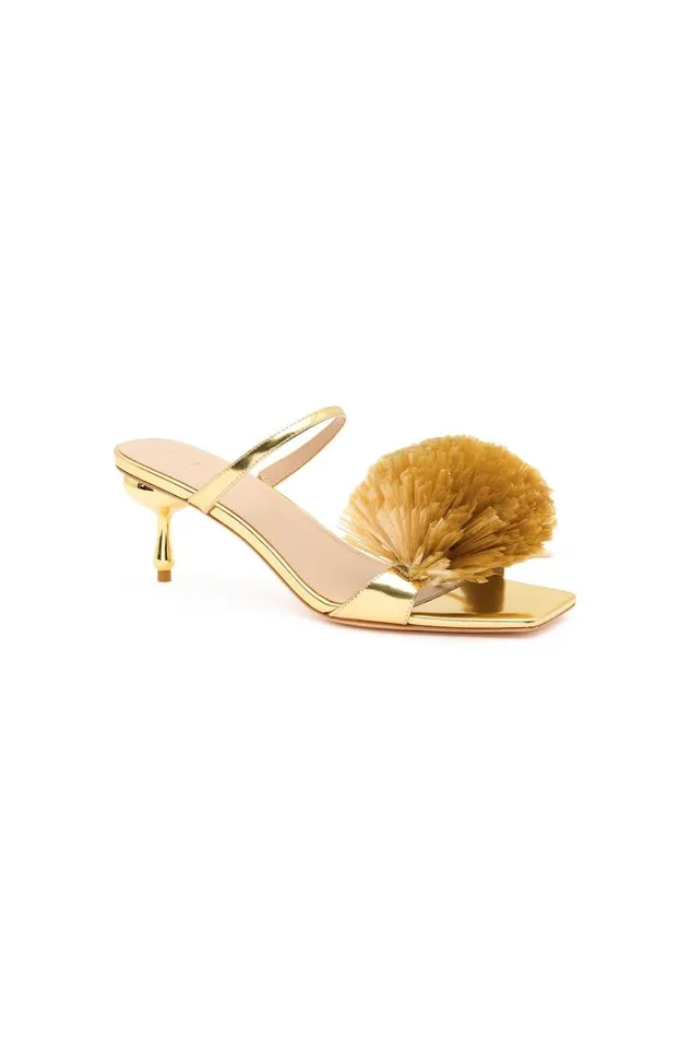 Aje Shoes Clea Fringe Low Droplet Heel Gold 8211 Women