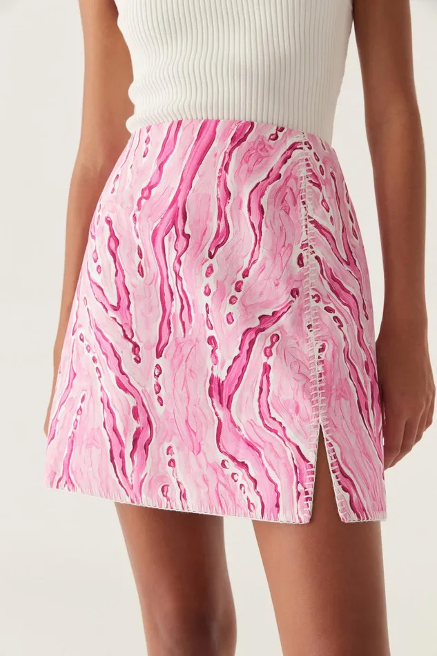 Aje Skirts Blaze Stitch Mini Skirt Dappled Flame 8211 Women