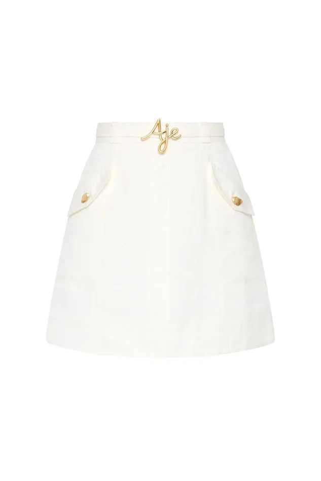 Aje Skirts Christine Belted Mini Skirt Ivory 8211 Women