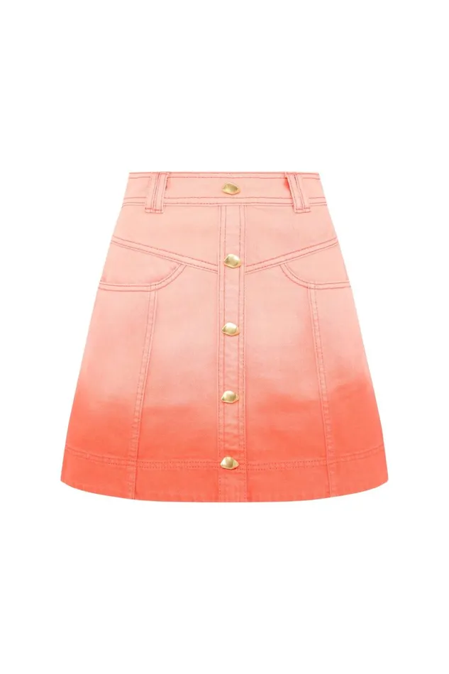Aje Skirts Ember Ombre Denim Mini Skirt Coral Sunset 8211 Women