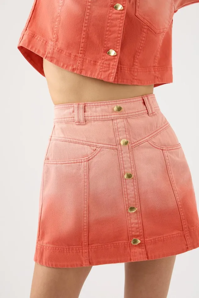 Aje Skirts Ember Ombre Denim Mini Skirt Coral Sunset 8211 Women