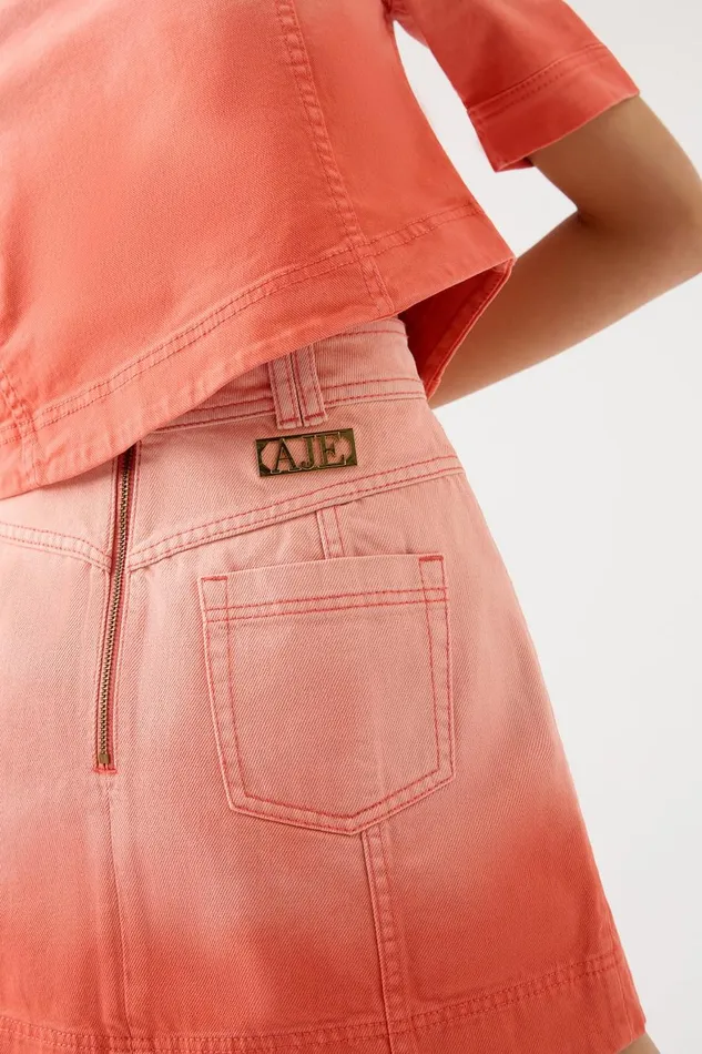 Aje Skirts Ember Ombre Denim Mini Skirt Coral Sunset 8211 Women