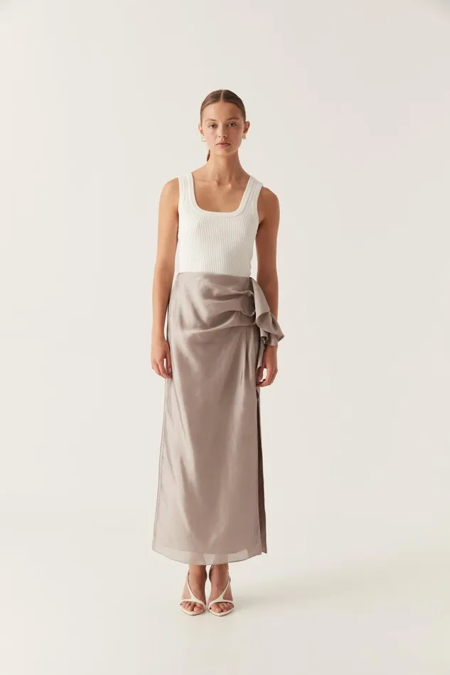 Aje Skirts Immersion Maxi Skirt Metallic Oyster Grey 8211 Women