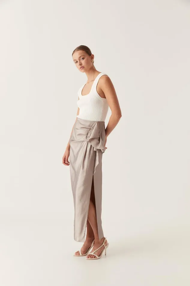 Aje Skirts Immersion Maxi Skirt Metallic Oyster Grey 8211 Women