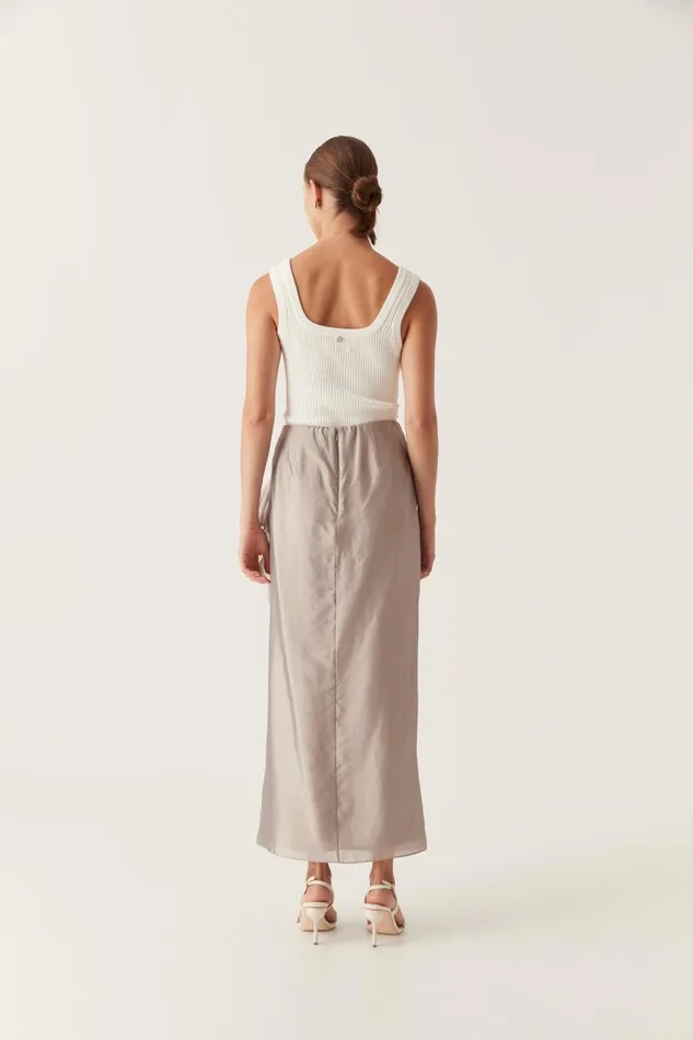 Aje Skirts Immersion Maxi Skirt Metallic Oyster Grey 8211 Women