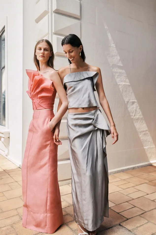 Aje Skirts Immersion Maxi Skirt Metallic Oyster Grey 8211 Women