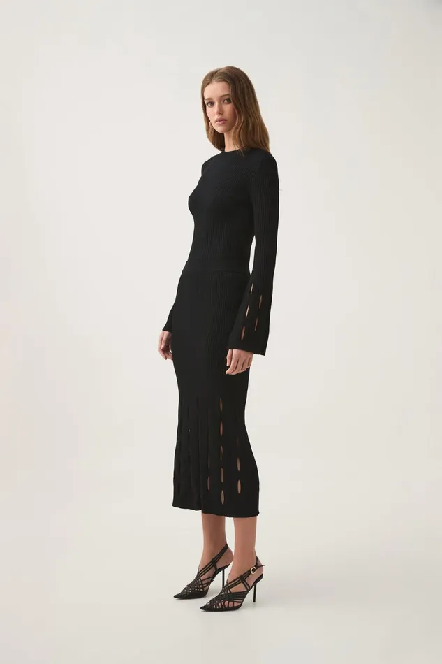 Aje Skirts Resolution Knit Midi Skirt Black 8211 Women
