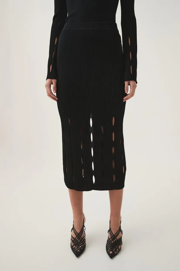 Aje Skirts Resolution Knit Midi Skirt Black 8211 Women