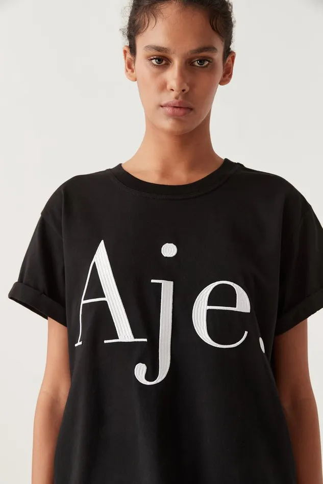 Aje Tees Alice Embroidered Logo Tee Blackwhite Logo 8211 Women Aje Tees Alice Embroidered Logo Tee Blackwhite Logo 8211 Women