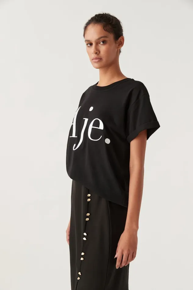 Aje Tees Alice Embroidered Logo Tee Blackwhite Logo 8211 Women Aje Tees Alice Embroidered Logo Tee Blackwhite Logo 8211 Women
