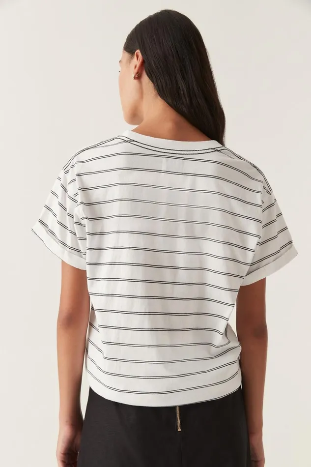 Aje Tees Classic Embellished Logo Tee Blackwhite Stripe 8211 Women