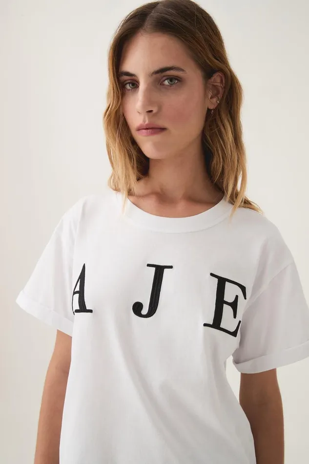 Aje Tees Luna Logo Heritage Tee Whiteblack Logo 8211 Women
