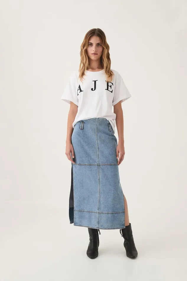Aje Tees Luna Logo Heritage Tee Whiteblack Logo 8211 Women