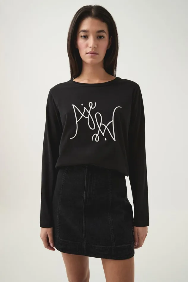Aje Tees Prophecy Long Sleeve Tee Blackwhite Logo 8211 Women
