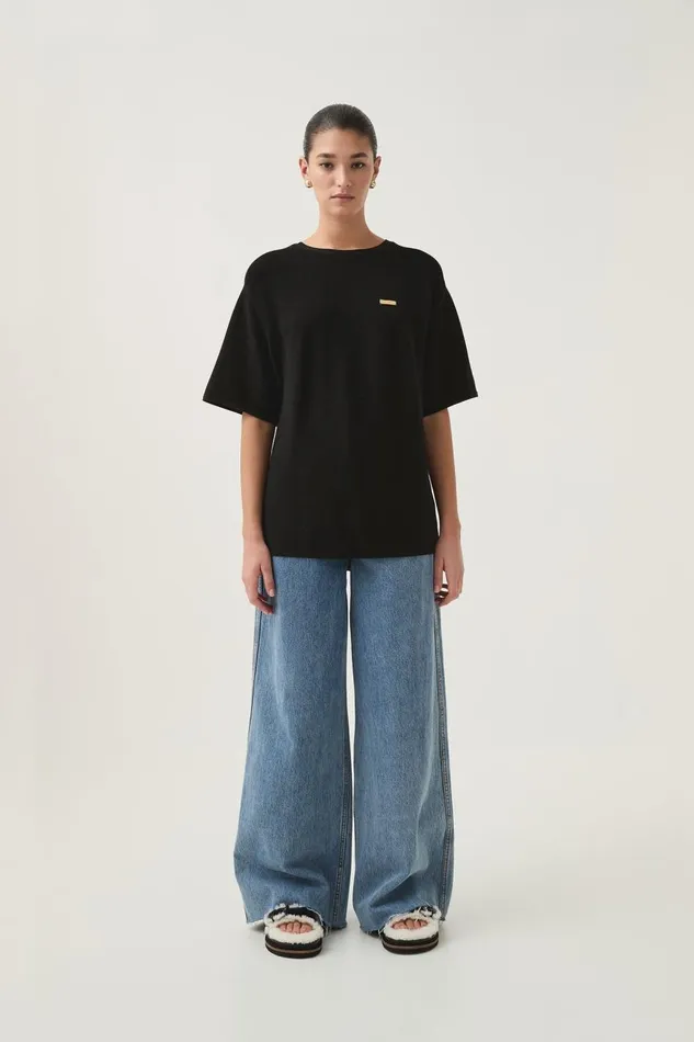 Aje Tees Spire Oversized Knit Tee Black 8211 Women