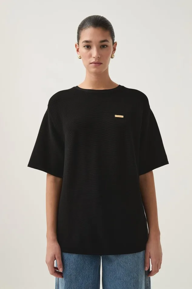 Aje Tees Spire Oversized Knit Tee Black 8211 Women
