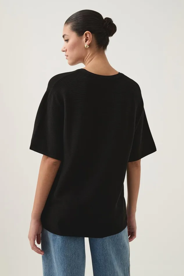 Aje Tees Spire Oversized Knit Tee Black 8211 Women