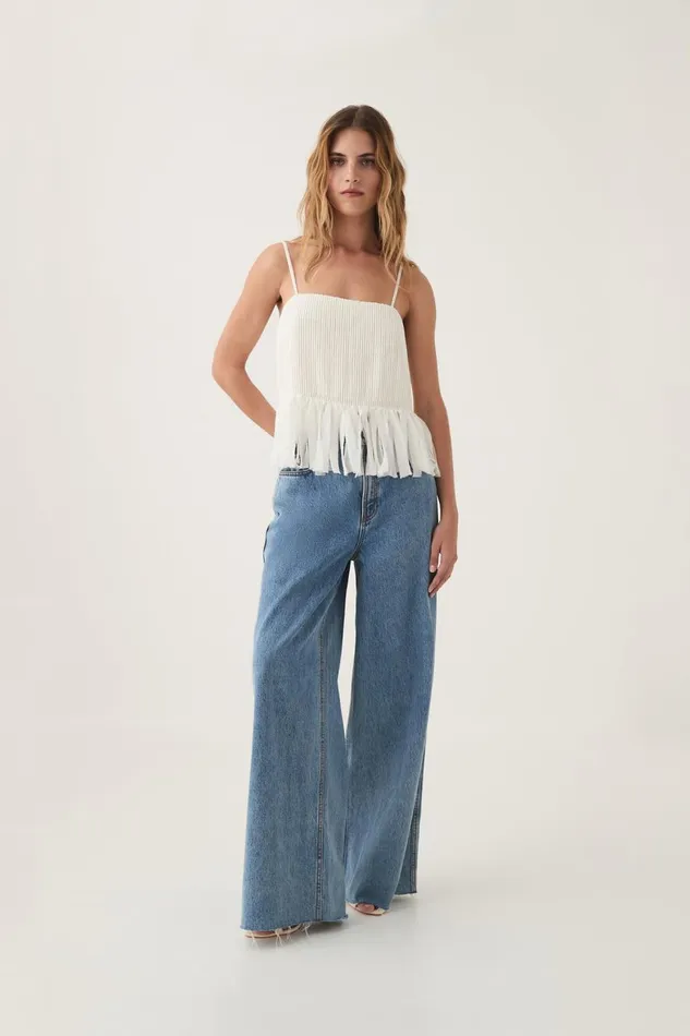 Aje Tops Arris Fringed Top Ivory 8211 Women Aje Tops Arris Fringed Top Ivory 8211 Women