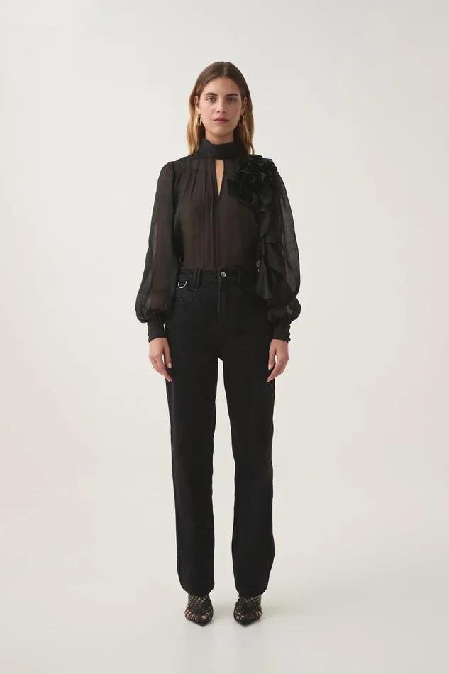 Aje Tops Aura Frilled Tie Blouse Black 8211 Women Aje Tops Aura Frilled Tie Blouse Black 8211 Women