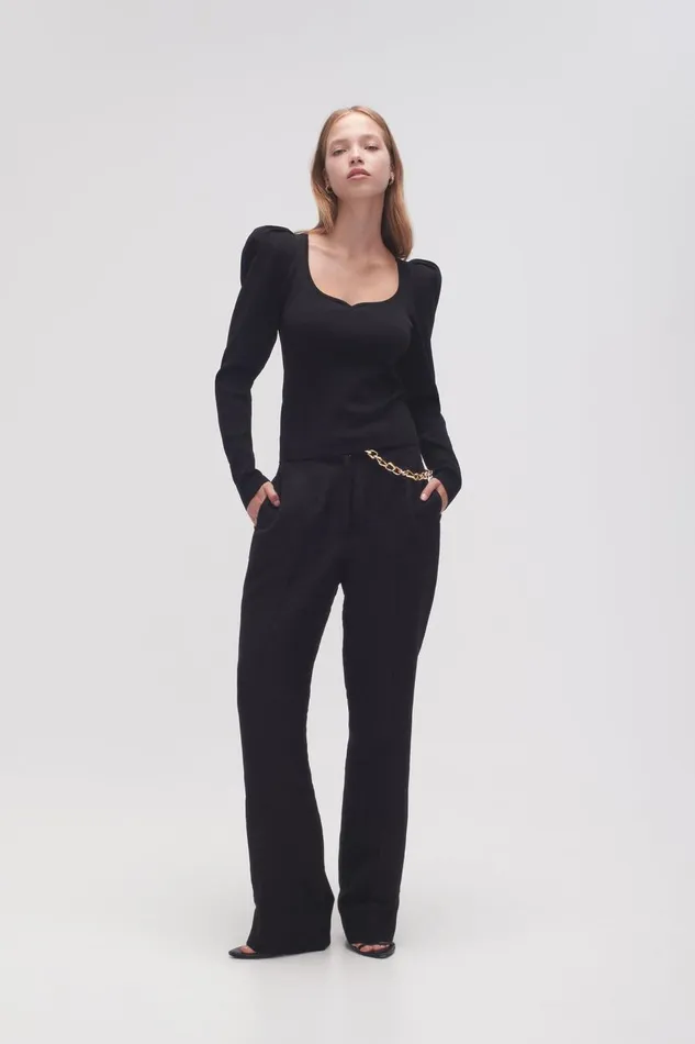 Aje Tops Emma Sweetheart Neck Knit Black 8211 Women