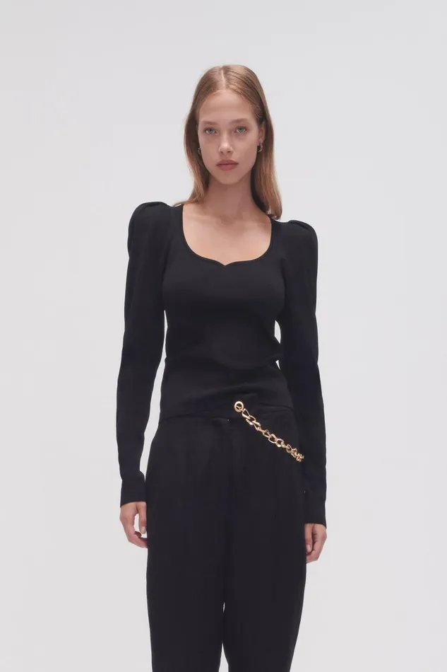 Aje Tops Emma Sweetheart Neck Knit Black 8211 Women