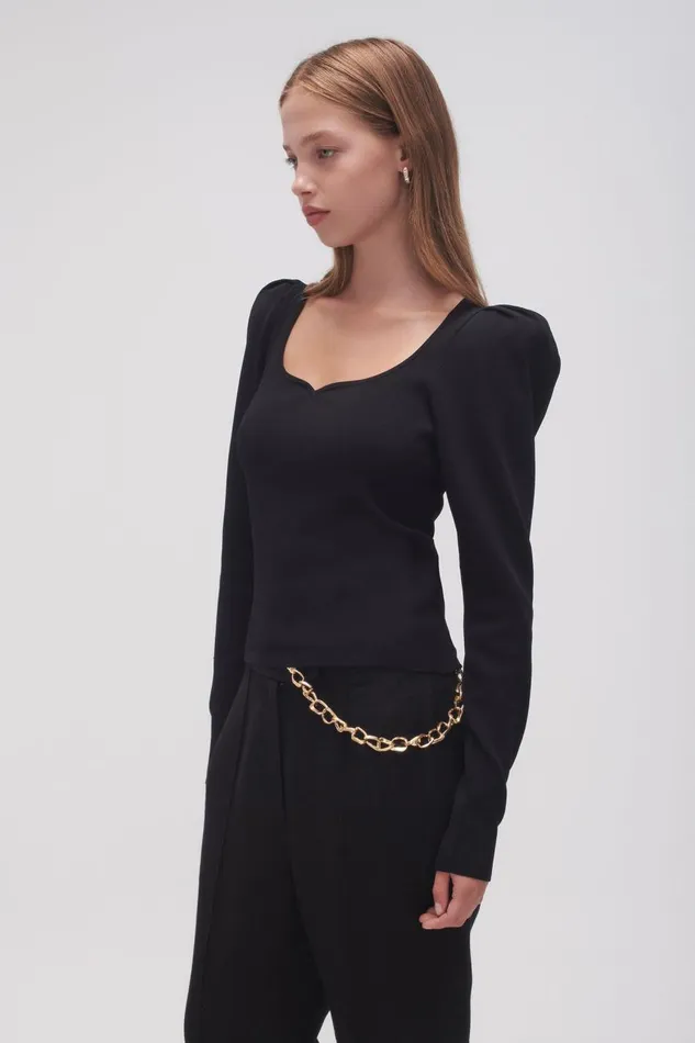Aje Tops Emma Sweetheart Neck Knit Black 8211 Women