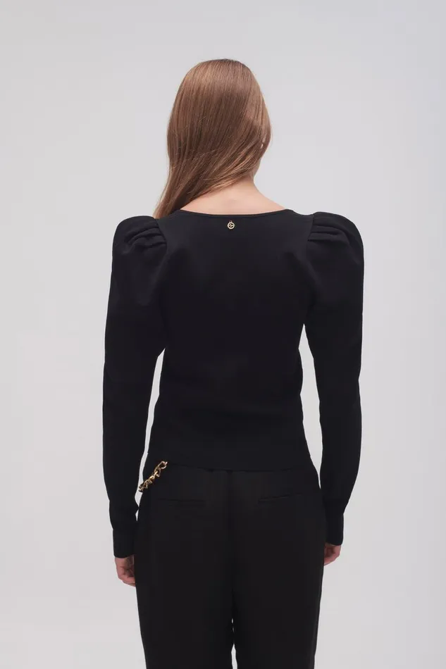 Aje Tops Emma Sweetheart Neck Knit Black 8211 Women