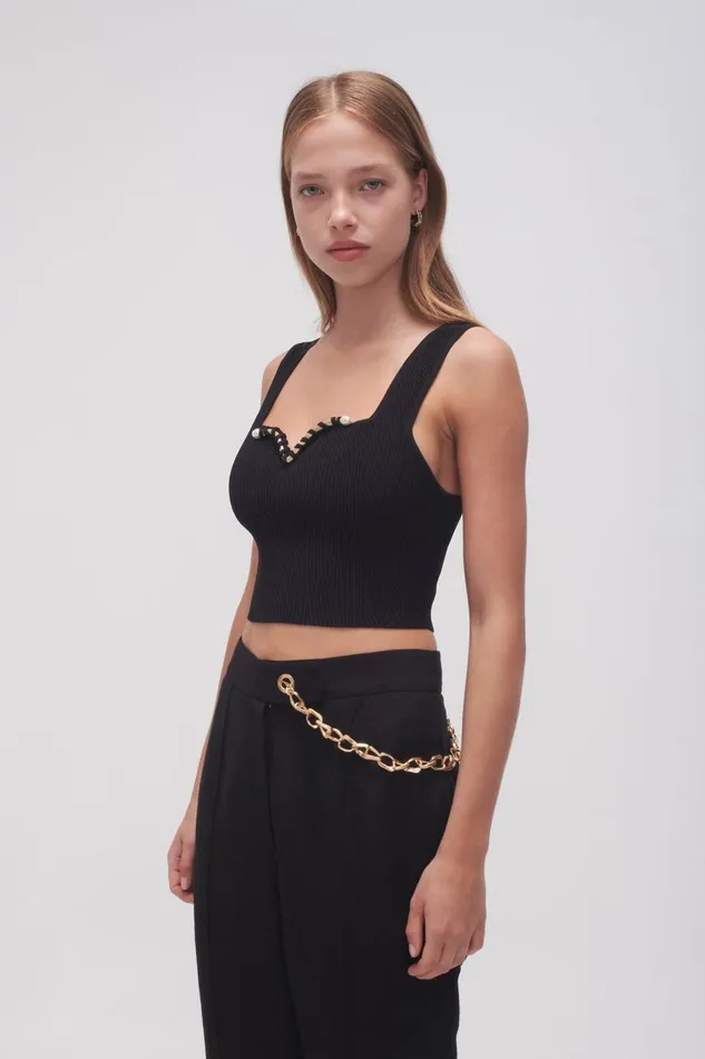 Aje Tops Goldfoil Metal Bar Bodice Black 8211 Women Aje Tops Goldfoil Metal Bar Bodice Black 8211 Women