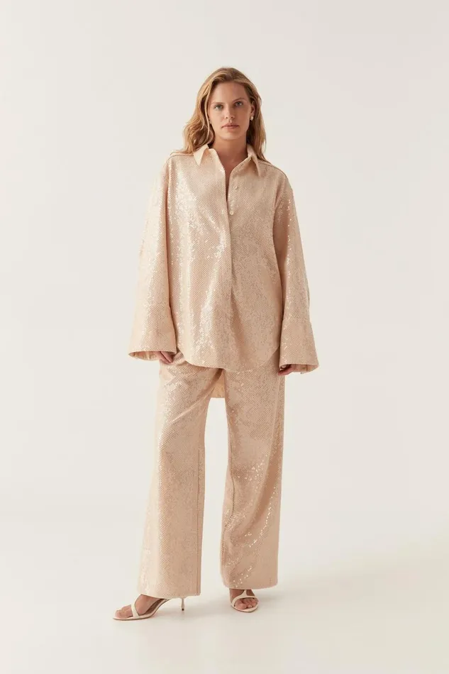 Aje Tops Incandescent Oversized Shirt Sand Brown 8211 Women Aje Tops Incandescent Oversized Shirt Sand Brown 8211 Women