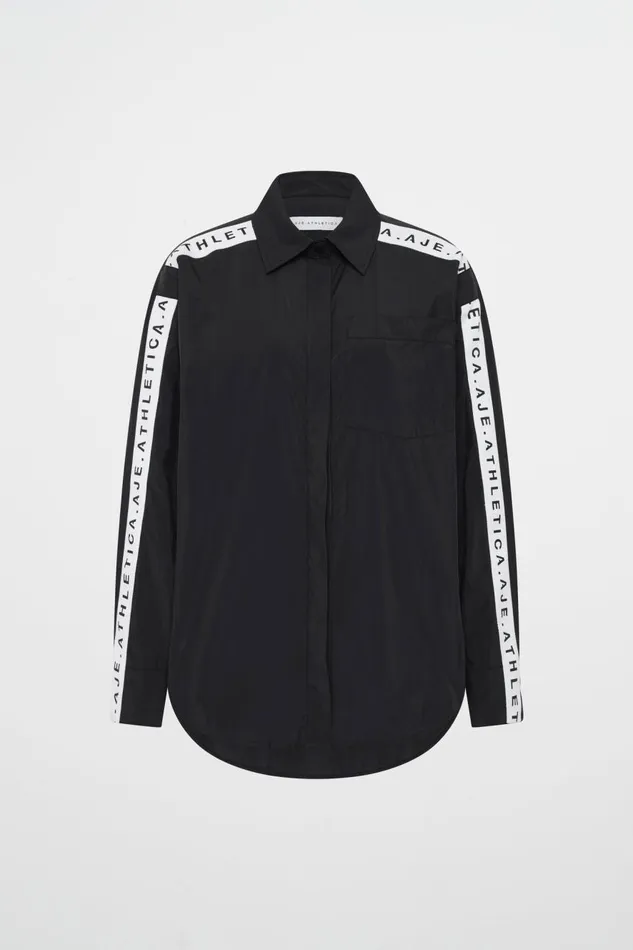 Aje Tops Logo Tape Spray Shirt 427 Black 8211 Women Aje Tops Logo Tape Spray Shirt 427 Black 8211 Women