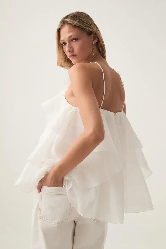 Aje Tops Pandorea Layered Top Ivory 8211 Women Aje Tops Pandorea Layered Top Ivory 8211 Women