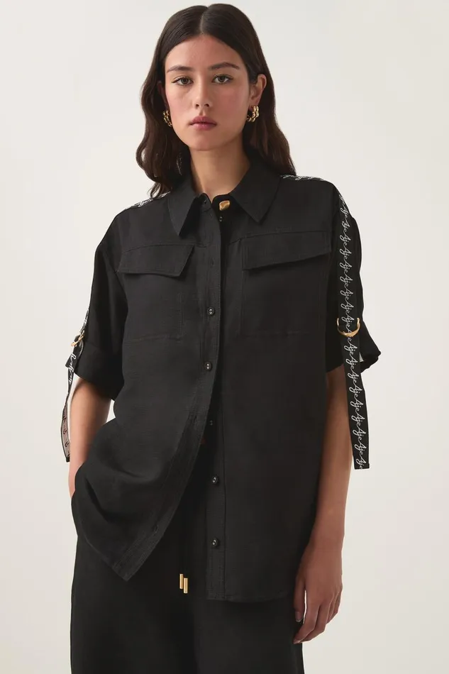 Aje Tops Principle Logo Shirt Black 8211 Women