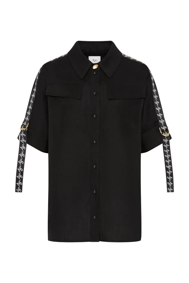 Aje Tops Principle Logo Shirt Black 8211 Women Aje Tops Principle Logo Shirt Black 8211 Women