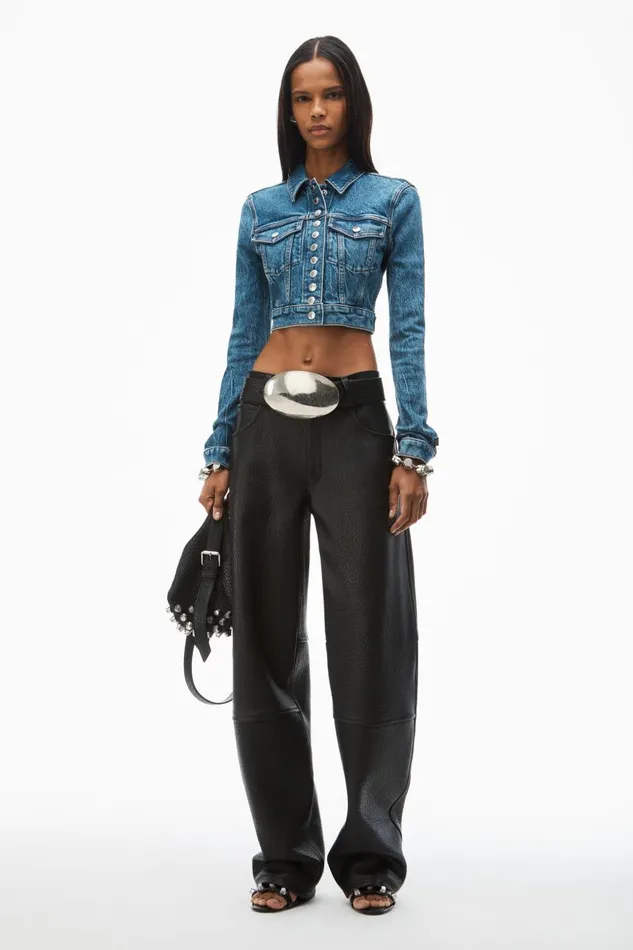 Alexander Wang Denim Women Cropped Trucker Jacket In ComfortStretch Denim