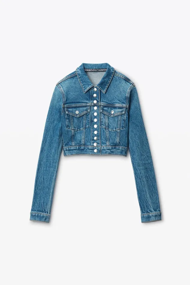 Alexander Wang Denim Women Cropped Trucker Jacket In ComfortStretch Denim