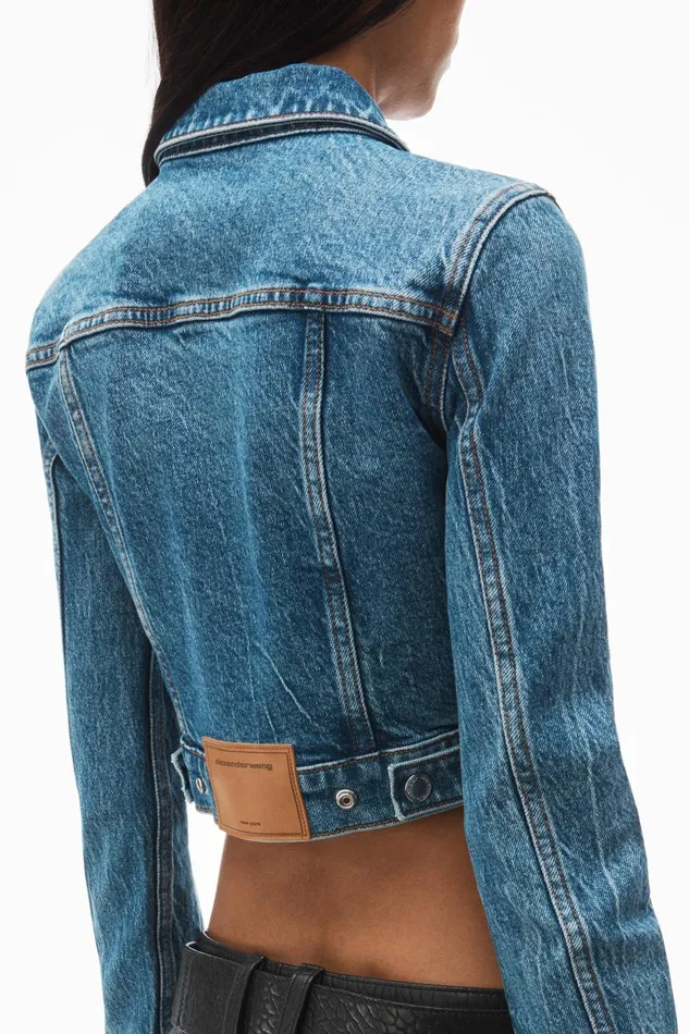 Alexander Wang Denim Women Cropped Trucker Jacket In ComfortStretch Denim
